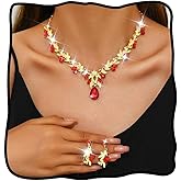 Nicute Crystal Necklace Jewelry Set Rhinestone Necklace Earrings Bridal Wedding Set for Women