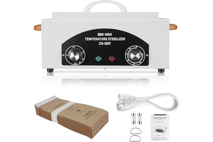 High Temperature Metal Cleaning Box,Misforu 2L Dry Heat Cabinet High Temp with Stainless Tray Timer and Handle for Spa Hot Towel Barber Shops Salon Hairdressing Tool Earrings 300W 110V (With Bag)