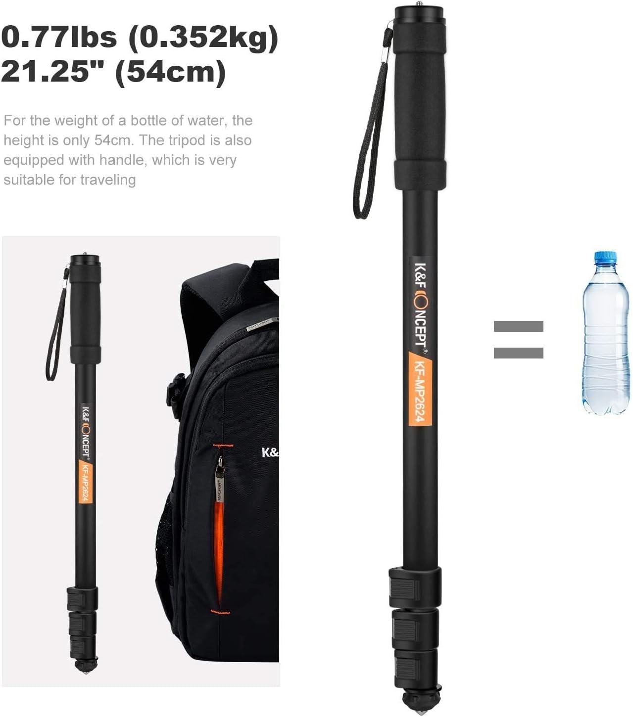Camera Monopod, K&F Concept 4-Section 67"/171CM Compact Portable Travel DSLR Monopod Unipod Stand Walking Trekking Stick Aluminum Alloy Lightweight SLR Cameras Canon Nikon Sony Camcorder Video : Camera & Photo