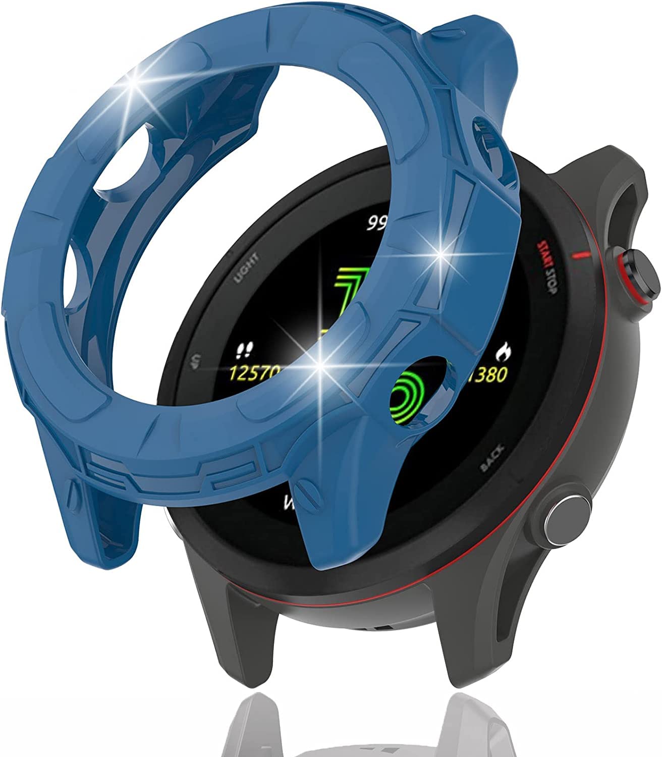 Miimall Case Compatible with Garmin Forerunner 255S/Forerunner 255S Music, Ultra-Thin Protective Frame Shockproof Silicone All-Around Protective Cover for Forerunner 255S 41mm - Blue