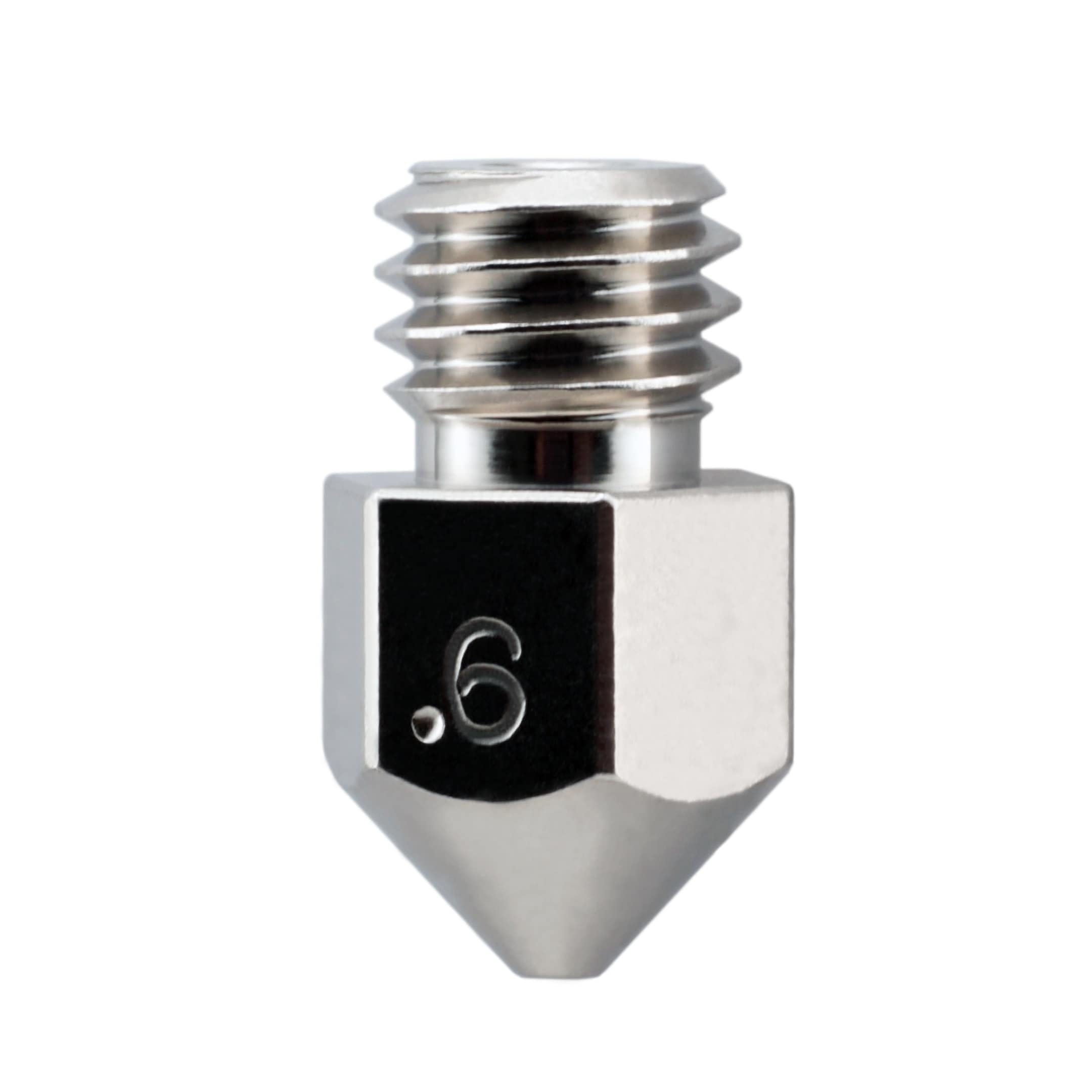 Micro-Swiss HW-NOZ-MK8-06 Plated Brass Wear Resistant Nozzles, 1.75 mm, MK8 (Makerbot) 0.6 mm, Bright Nickel