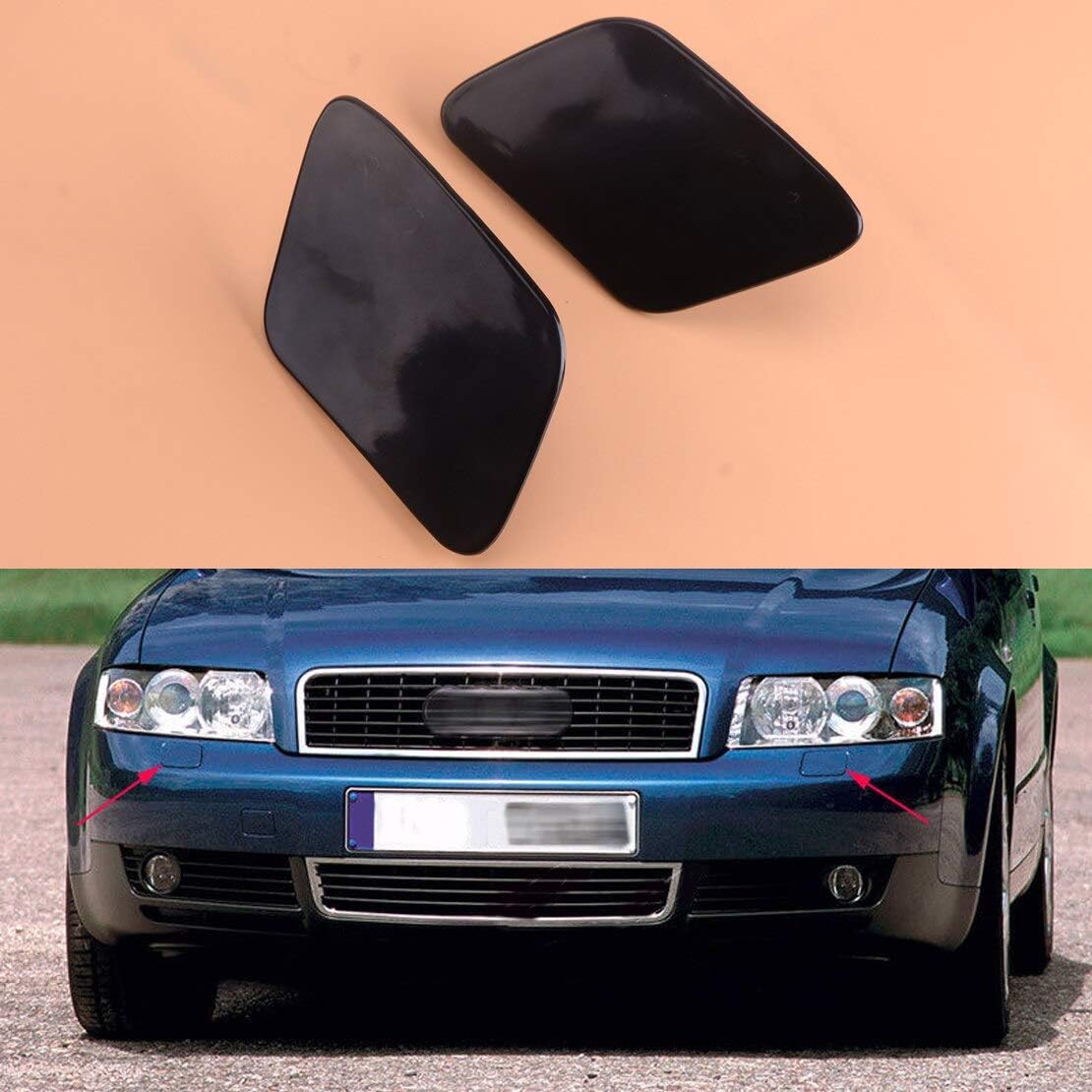 Pair Bumper Headlight Headlamp Washer Cap Unpaint Cover Fit