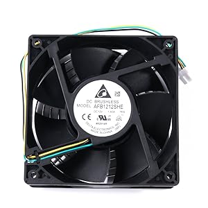 Delta Fan 120mm PC Fan High Speed - AFB1212SHE 2018 Updated Version High Speed 12V DC 120mm 3Pin PC Computer CPU Case Exhaust Muffin Fan 200CFM with Metal Finger Guard Grill