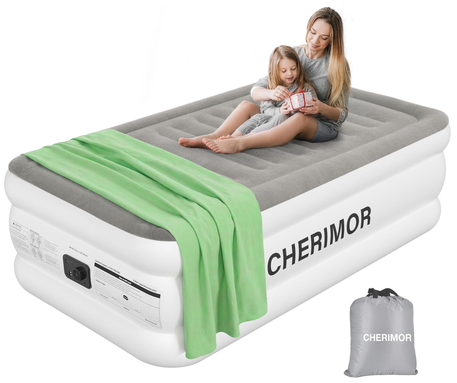Photo 1 of CHERIMOR Twin XL (Extra Long) Air Mattress with Built in Pump, 18" Raised Comfort, Anti-Sag Horizontal Beam, Supports 500 lbs Blow Up Mattress, Multi-Layer Leak Proof Air Bed for Home Guests Camping