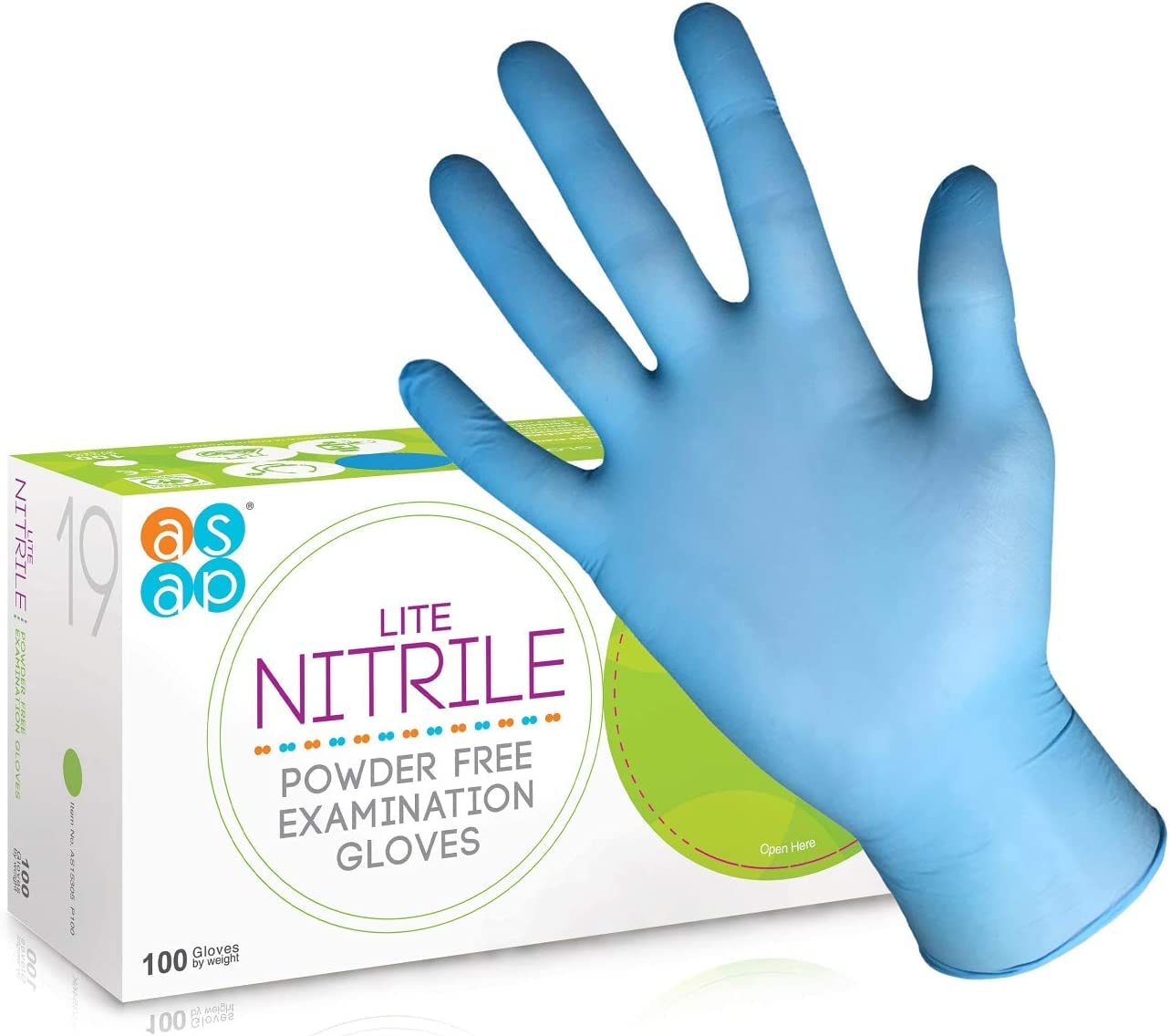 ASAP Lite Nitrile Powder free Examination Gloves 100 Small