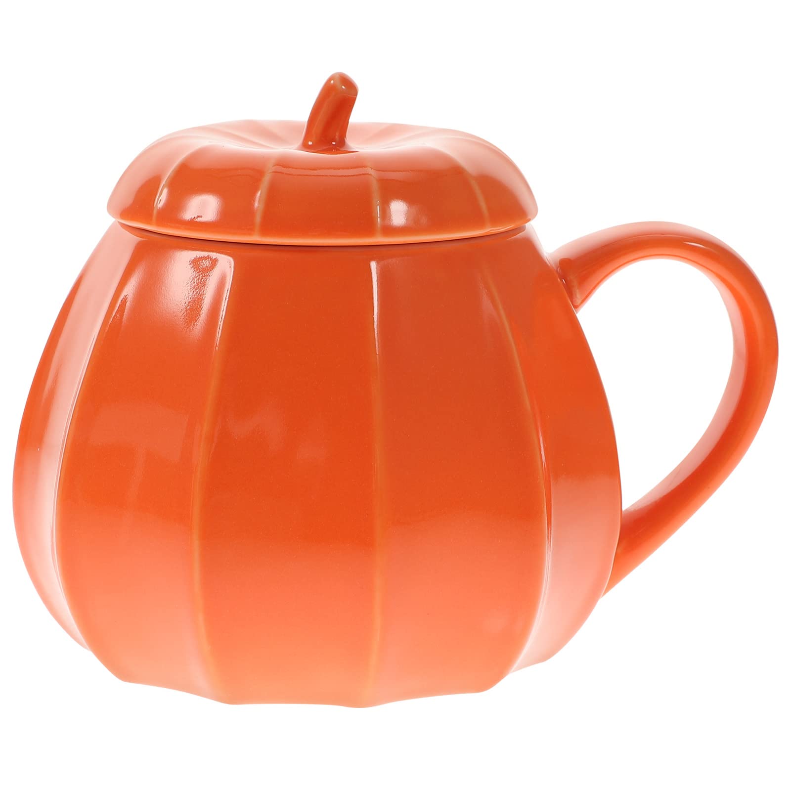 Lurrose Pumpkin Mug Cup, Ceramic Cup Water Cup Drink Mug Pumpkin Shape Cup Halloween Cup for Home Office, Orange (VXL17JK21LP0216O)