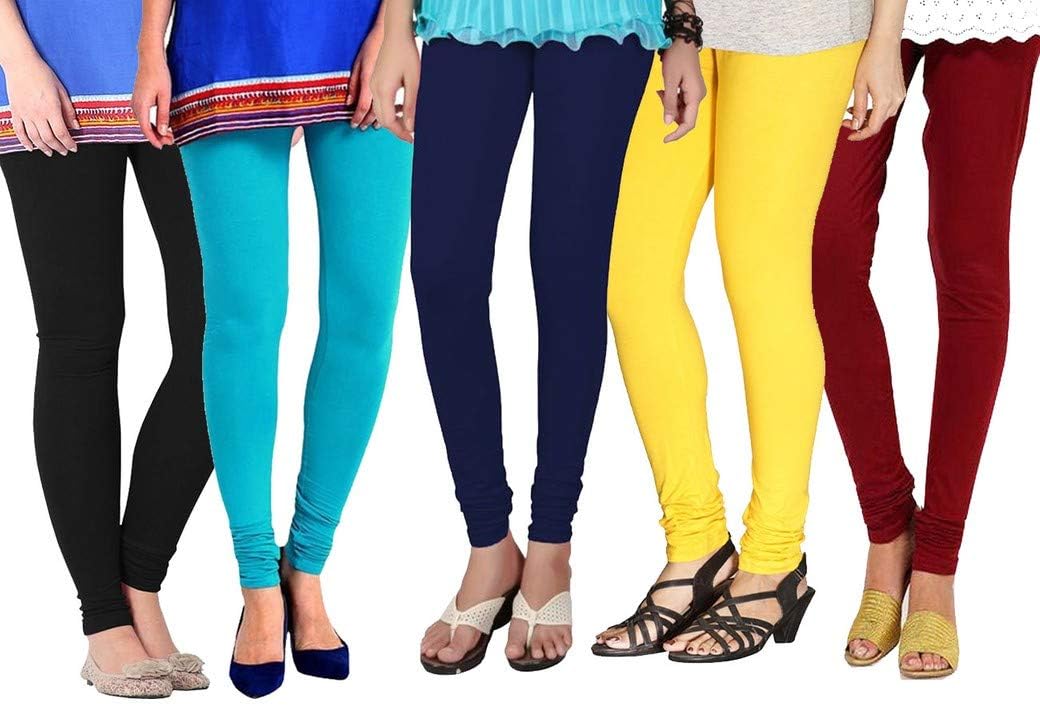 By Myra-Syra International Soft & Strachable Free Size Cotton Lycra Leggings For Womens Combo Pack of 5