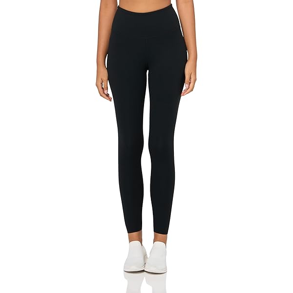 Danskin Women's High Rise Bonded 7/8 Leggings, Black Salt