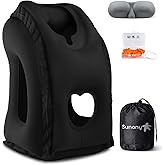 Sunany Travel Pillow, Inflatable Neck Pillow Used for Airplanes/Cars/Buses/Trains/Office Napping with Eye Mask/Earplugs (Balck)