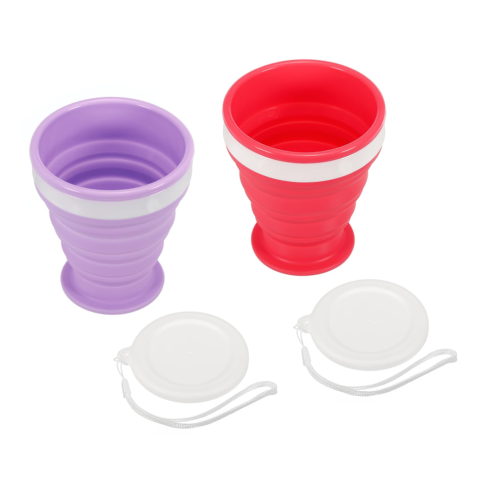 PATIKIL Collapsible Cup, 2 Pack 200mL Travel Folding Cup Silicone Portable Drinking Cup for Camping Hiking Outdoors, Rose Red Purple