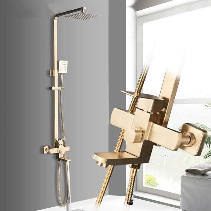 Juego de grifos de ducha de oro cepillado Mezcladores de ducha de baño