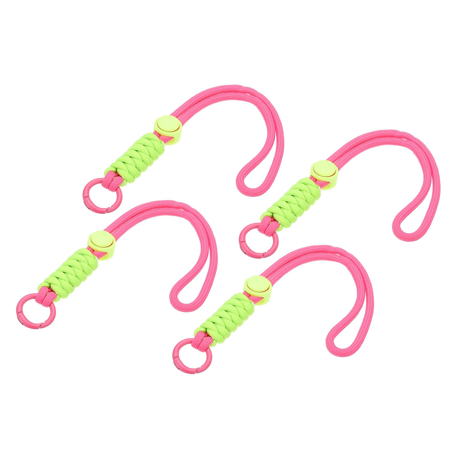 PATIKIL Paracord Lanyard Keychain, 4Pcs Cell Phone Keychain Rope Wrist Lanyards Braided Strap with Spring Ring for Hanging Key, Rose Red, Light Green