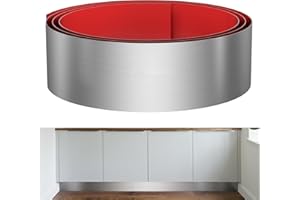 Sanbege Stainless Steel Toe Kick Cover, 6" x 102" Baseboard Plate, Self Adhesive Kickplate for Bottom of Door, Kitchen Island, Cabinet, Cupboard (Brushed Nickel)