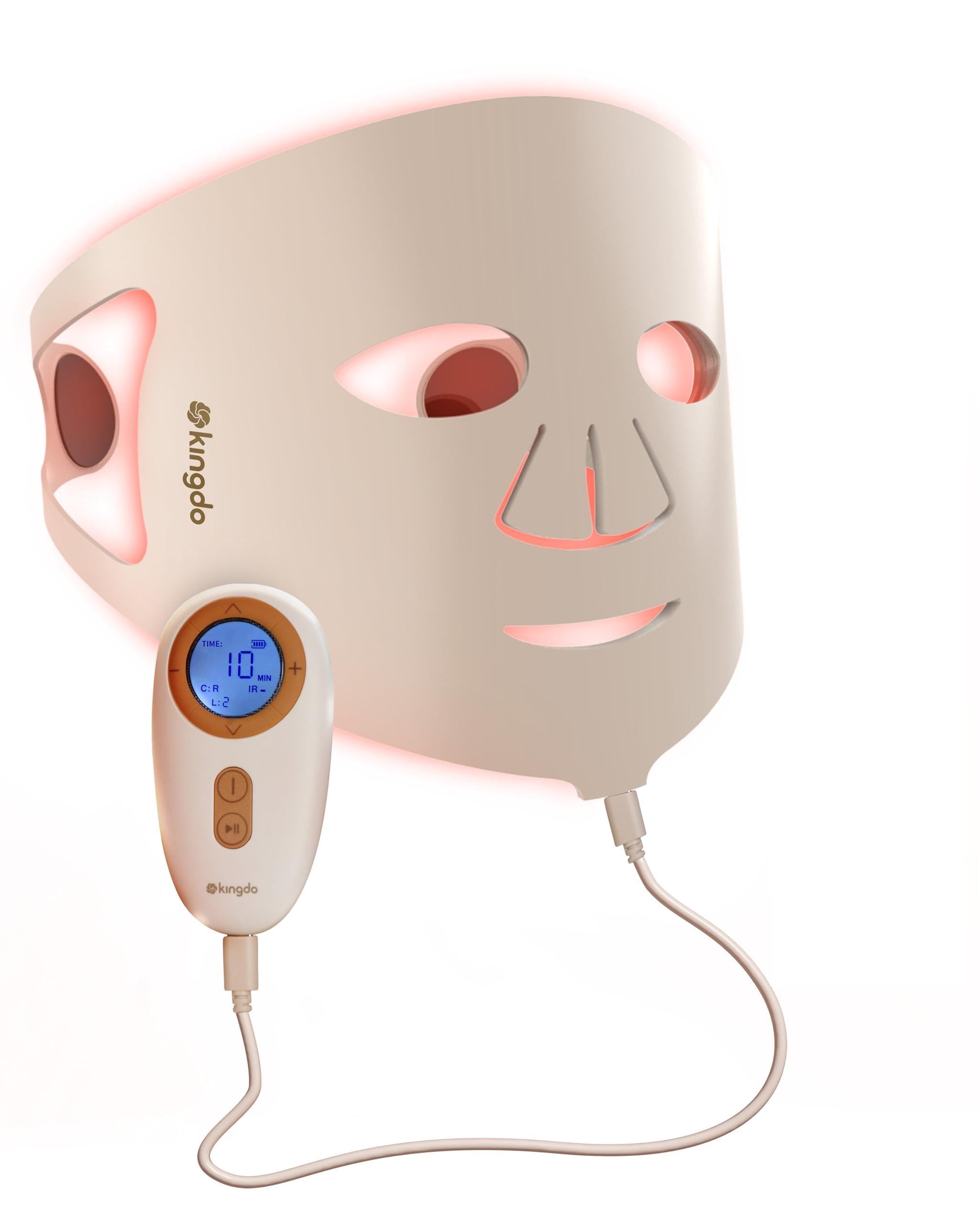 Red Light Therapy Mask for Face, 7 Colors LED Face Mask with 119 LEDs, 850nm Near-Infrared, 3 Brightness Levels, 2450mAh Rechargeable, Portable Light Therapy Mask with Timer for Home Skincare
