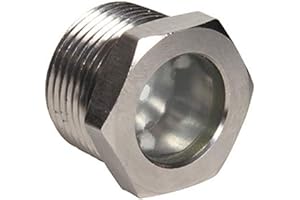 Midwest Control SGHP-100RF Sight Glass with Built in Reflector, 1" MPT, Nickel Plated Steel, 1250 psi, 1.38" x 1.06"