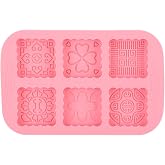 Cake Muffin Mooncake Silicone Molds, 6 Cavities Rectangle and Different Flower shapes Soap Mold for Ice Cream Making Handmade Cake Chocolate Biscuit
