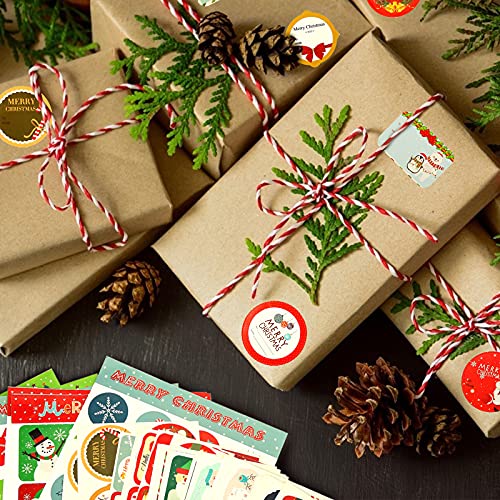 Koogel 448pcs Christmas Present Labels, 52 Sheets Self Adhesive Christmas Gift Tags Present Tags Sticker for Bookmarks Scrapbooks Gift Paper Wrappers Christmas Gift