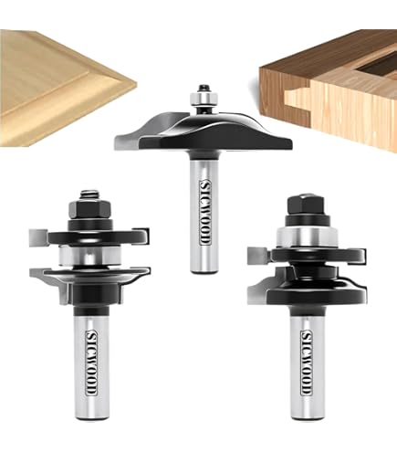 3 STKS Router Bit Set, 1/2-Inch Schacht Ronde Over Verhoogde Paneel Kast Ogee Deurrail en Stile Router Bits, Houtbewerking Hout Cutter