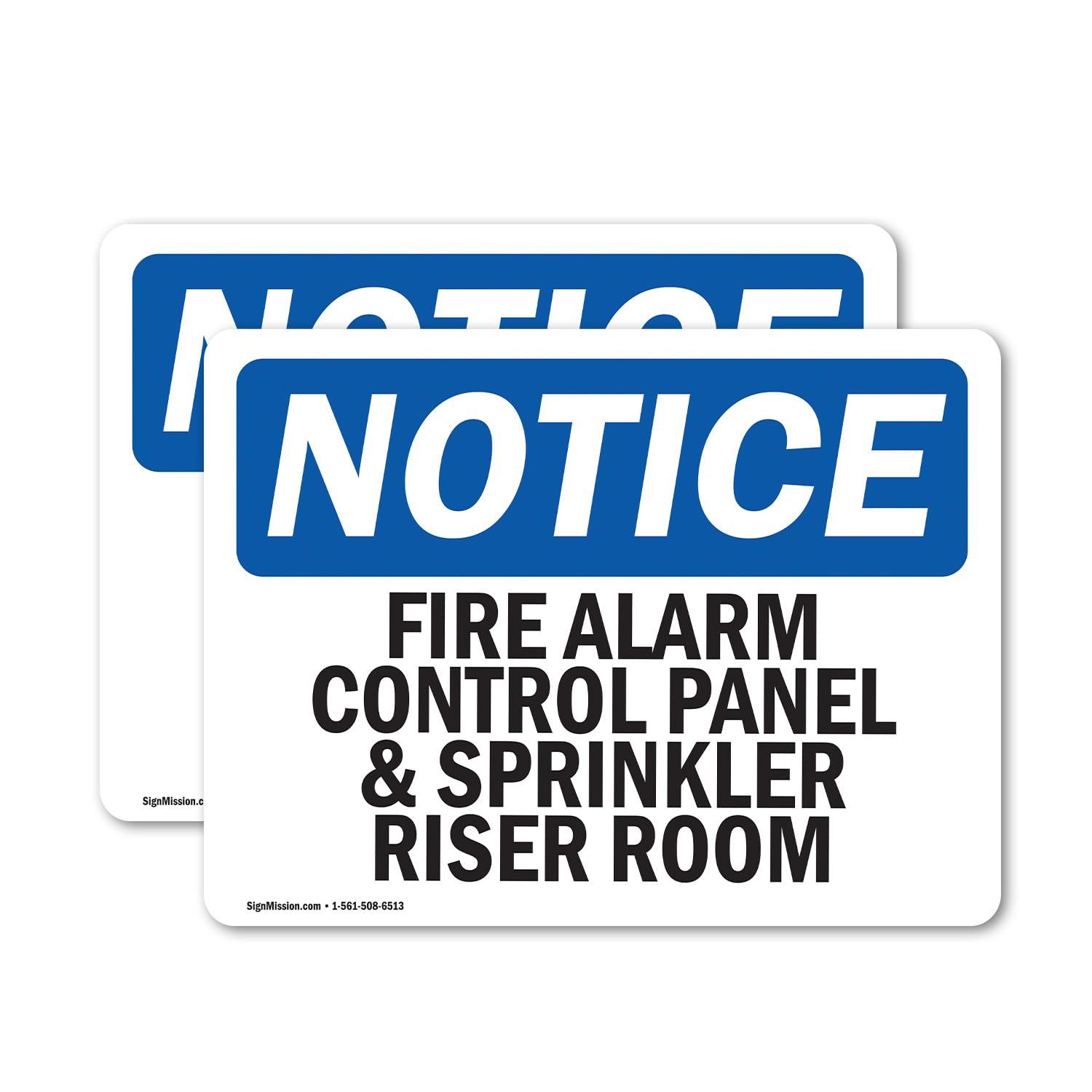 Photo 1 of (2 Pack) Fire Alarm Control Panel And Sprinkler Riser Room OSHA Notice Sign 5 Inch X 3.5 Inch Vinyl Label Decal Sticker Weather Resistant, UV Protected for Workplace, Business, and Construction Site, Made in the USA