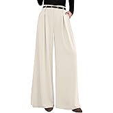 PRETTYGARDEN Womens Spring Wide Leg Trousers 2026 High Elastic Waist Loose Pleated Long Flowy Palazzo Work Pants with Pockets
