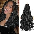 French Curly Braiding Hair 10 Inch 8 Packs - Pre Stretched Bouncy Braiding Hair- Loose Wavy Synthetic Hair Extensions For Black Women (10 inch 8 packs 1B)