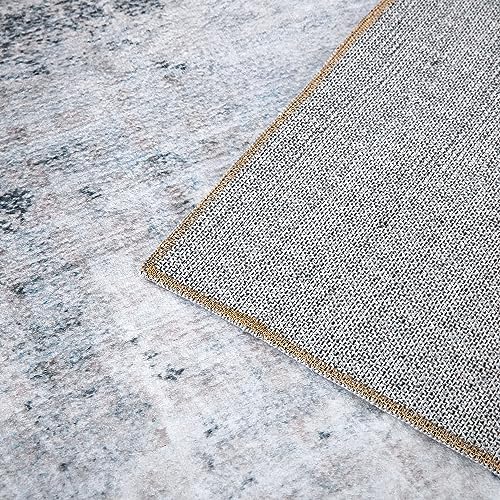 Leesentec Runner rugs Area rugs Non-Slip Runner for Entryway Bedroom Living Room Hallways Long Kitchen Runner Rug Washable Rubber Back Carpet Rug Floor Mat (Light Grey/Brown, 80 x 200 cm)