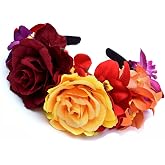 DreamLily Day of The Dead Headband Costume Rose Flower Crown Mexican Headpiece BC40
