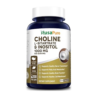 Cholinas ir inozitolis 1000 mg - 200 daržovių dangteliai ( 100% vegetari&scaron;ki, be GMO ir be glitimo ) . Palaiko sveikas smegenų funkcijas