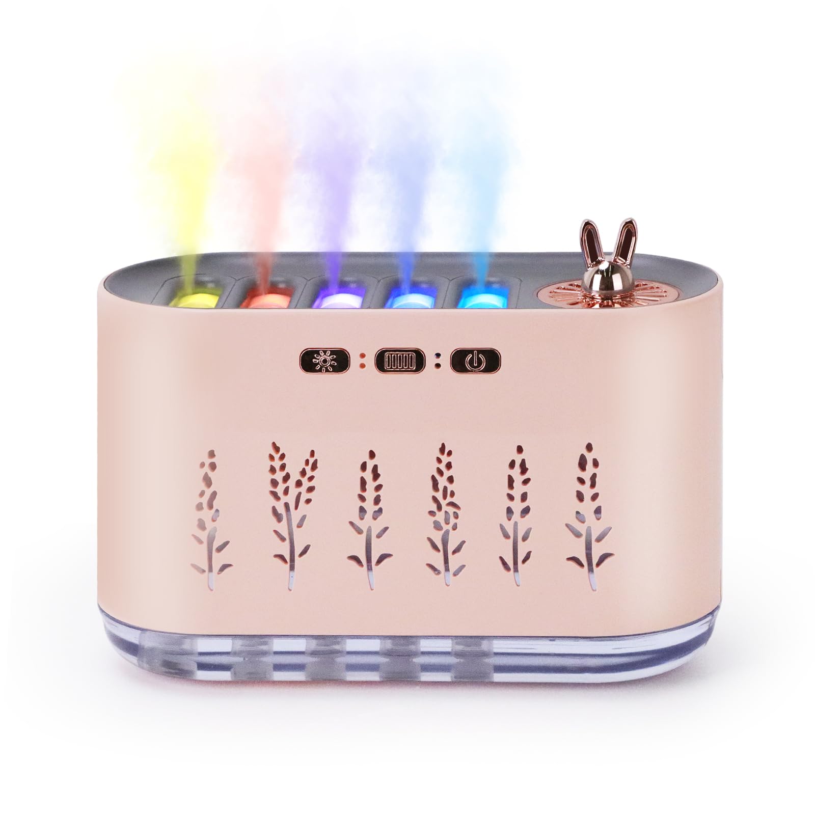 Photo 1 of 5 Nozzle Music Sensing Cool Mist Humidifier,Humidifier Diffuser with 20 Color LED Light, 700ML Essential Oil Diffuse, Auto Shut Off, Aroma Diffuser for Bedroom Home Office Yoga (Pink)