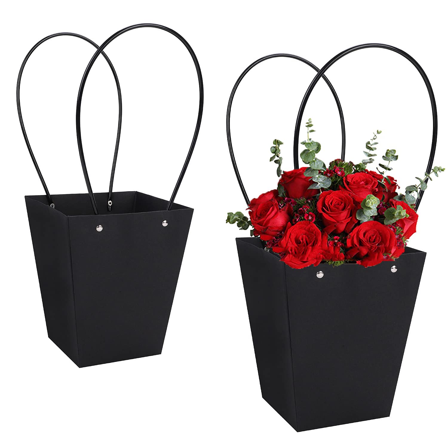 Flower Bouquet Gift Bags Florist Bags Paper Gift Bags Chocolate Bouquet Gift Bags Waterproof Flower Carrier Bags with Handle Gift Boxes for Wedding Party Birthday Valentines Gift Bag