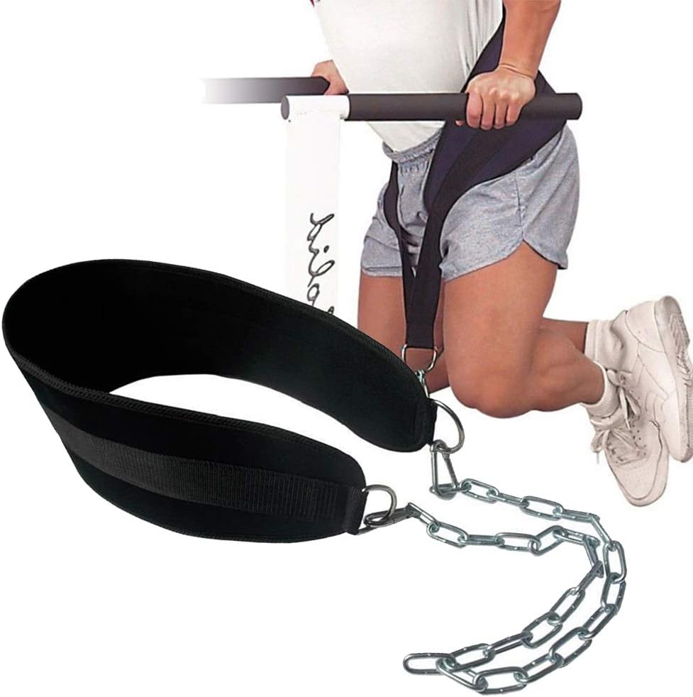 GFEU Weight Lifting Dipping Belt with 34inch Stainless Steel Chain, Adjustable Dip Belt for Weighted Pull Ups and Dips Perfect for Bodybuilding Gym Dips Triceps Strength Training