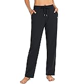 SANTINY Women's Cotton Sweatpants Yoga Lounge Casual Pants Open Bottom Sweat Pants for Women with Pockets