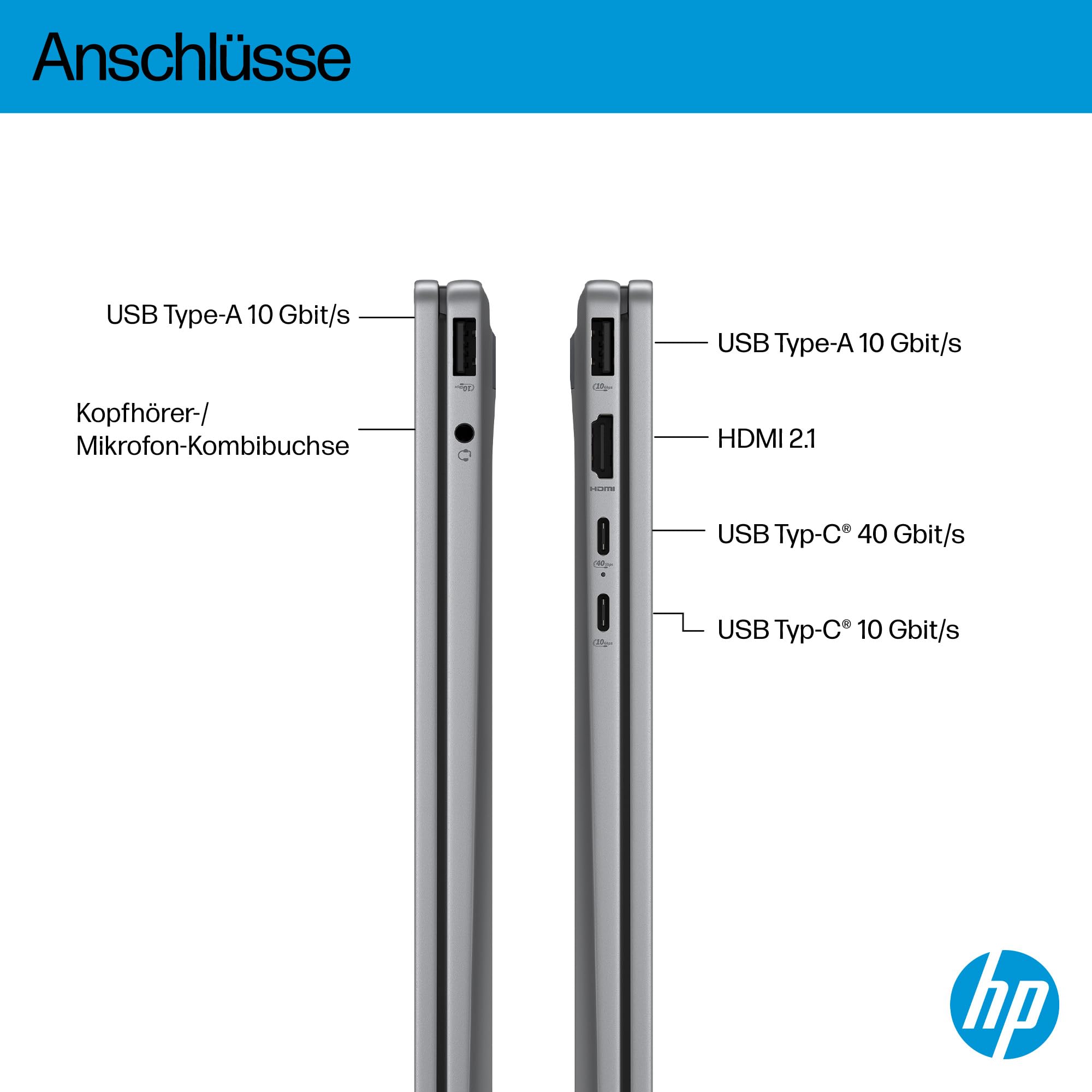 HP OmniBook X Flip 2in1 Next Gen AI Laptop | AMD Ryzen AI 7 350 (8C) | dedizierte NPU für KI | 50 NPU Tops | Copilot+ PC | 14" WUXGA 1920x1200 Touchscreen | 16GB | 512GB SSD | Win11 | QWERTZ | Silber 8