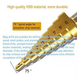Step Drill Bit Set, Hss Titanium Serrated Twist