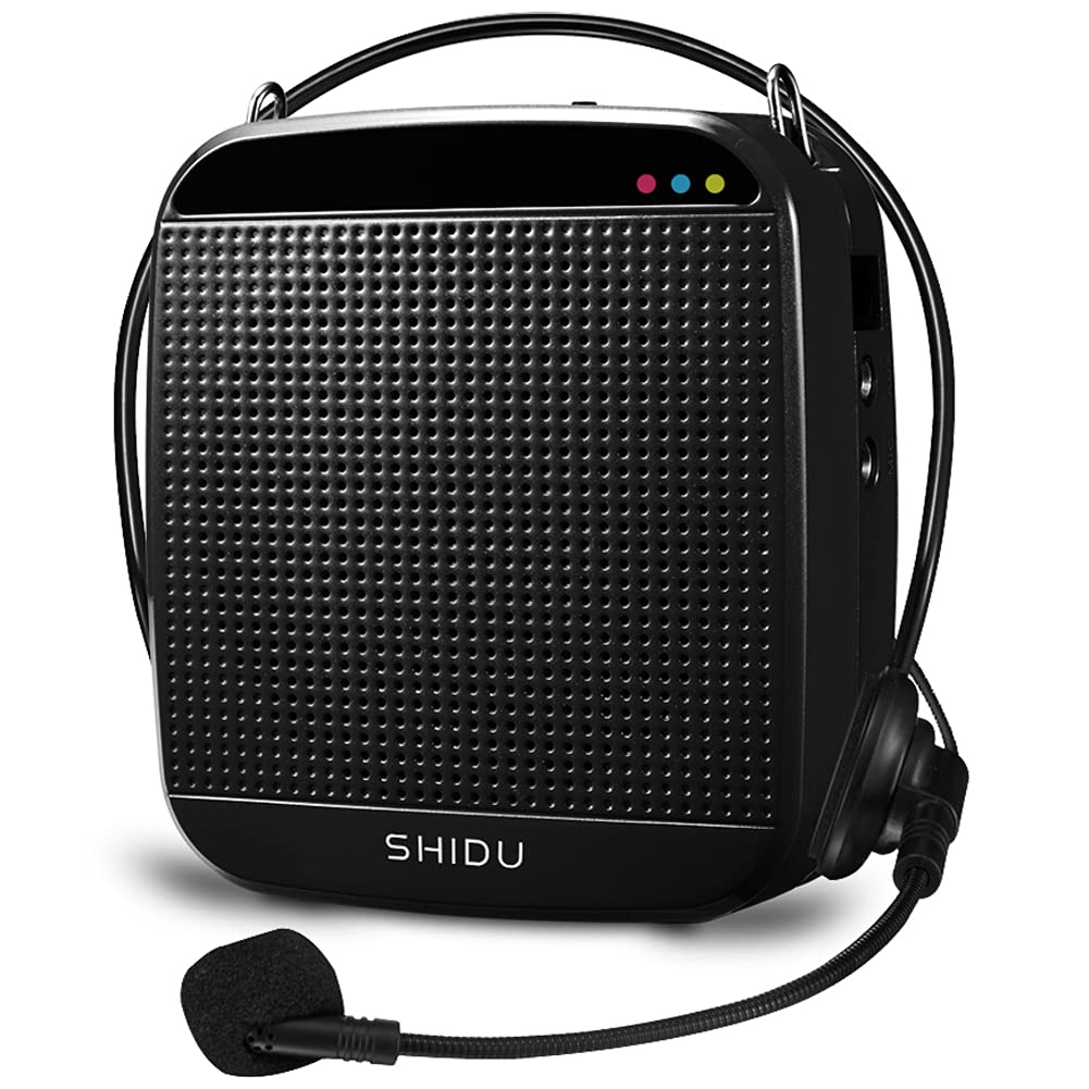 Voice Amplifier Portable PA System with Headset Microphone SHIDU Voice Amplifiers Loudspeaker Support USB SD for Teachers Coach Yoga Outdoor Activity