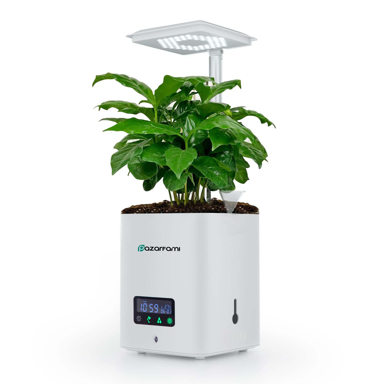 Pazarfami Multifunctional Self Watering Planters Pots with Table Lamp Desk Clock Small Humidifier Grow Lights for Indoor Plants, Planter for Succulent, Mini Cacti, Herb and etc.