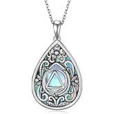 jiulegufa Sobriety Gifts for Women Men - 925 Sterling Silver AA Necklace Recovery Jewelry - Best Sobriety Gifts for Addiction Recovery - Alcoholics Anonymous AA Jewelry