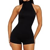 NIFTRIRY Sexy Jumpsuits for Women Backless Halter Neck Tied Short Jumpsuits One Piece Clubwear Party Outfits