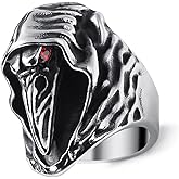 KIRTIJW Skull Rings for Men Stainless Steel Gothic Punk Biker Rings Jewelry for Men Boys Size 7-13