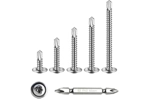 HUTUDAN 410 Stainless Steel Self- Tapping Screws 225 pcs#8（1/2" to 2" Self Drilling Screws Assortment Kit