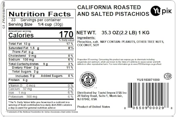 YUPIK DRY ROASTED SALTED PISTACHIOS, IN SHELL, 2.2 LB (35.2 OZ), GLUTEN-FREE, KOSHER, CRUNCHY NUTS FROM CALIFORNIA, LIGHTLY SALTED, OIL-FREE, SOURCE OF FIBER & IRON, SAVORY SNACK ONCE SHELLED
