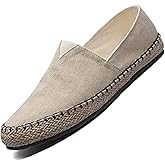 Men's Canvas Slip On Espadrille Loafer,Simple Leisure Walking Sneakers Moccasins Boat Shoes Comfortable Breathable Flats Driving Shoes