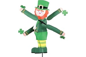 PREMIER KITES Whirligig Spinner Leprechaun 18" – Festive St. Patrick's Day Design, Weather-Resistant Outdoor Decor, Durable & Lightweight for Patios, Yards, and Gardens - Eye-Catching Wind Spinner