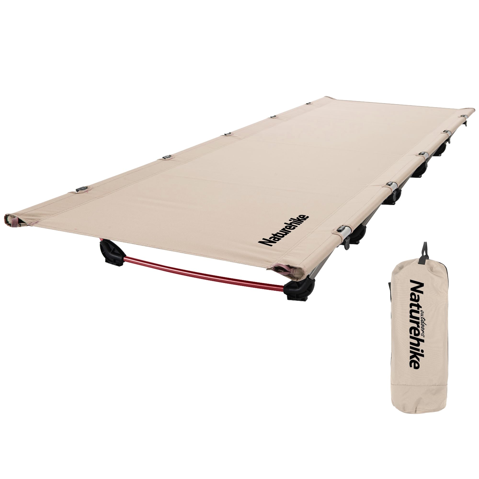 Naturehike Folding Camping Bes,Lightweight Portable Camping Beds for Adults Kids,Folding Guest Bed,Heavy Duty Sturdy Sleeping Cot Supports 330lbs for Outdoor,Travel,Office,Festival Khaki