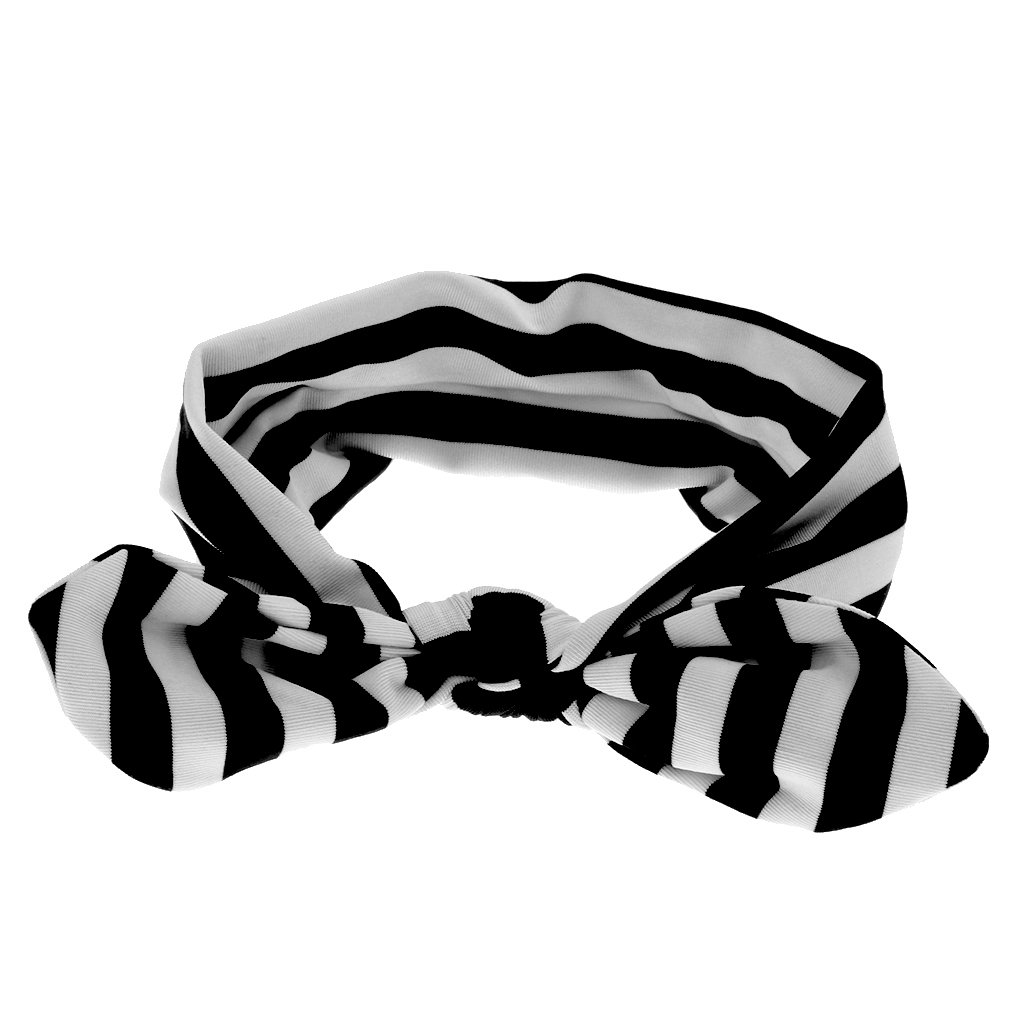 generic kid's cute bow stripe headband (black, 14.17x1.97-inch, in0256018256)
