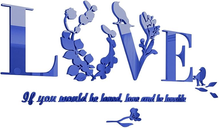 Winomo 3d Adesivi Da Parete In Acrilico Lettere Love E Frasi Inglese Murale Rimovibile Per La Decorazione Di Camere Da Letto E Matrimonio Blu Amazon It Casa E Cucina
