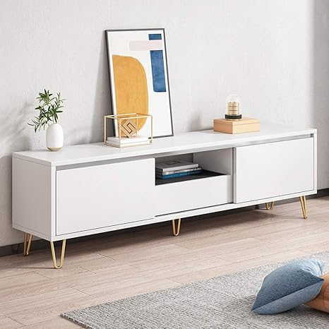 Amazon シンプルでモダンなテレビ台 モダンリビングルームホーム家具白を持つ2つの食器棚 32 40 43 50 52インチの4kテレビ 140cm ローボード テレビ台 オンライン通販