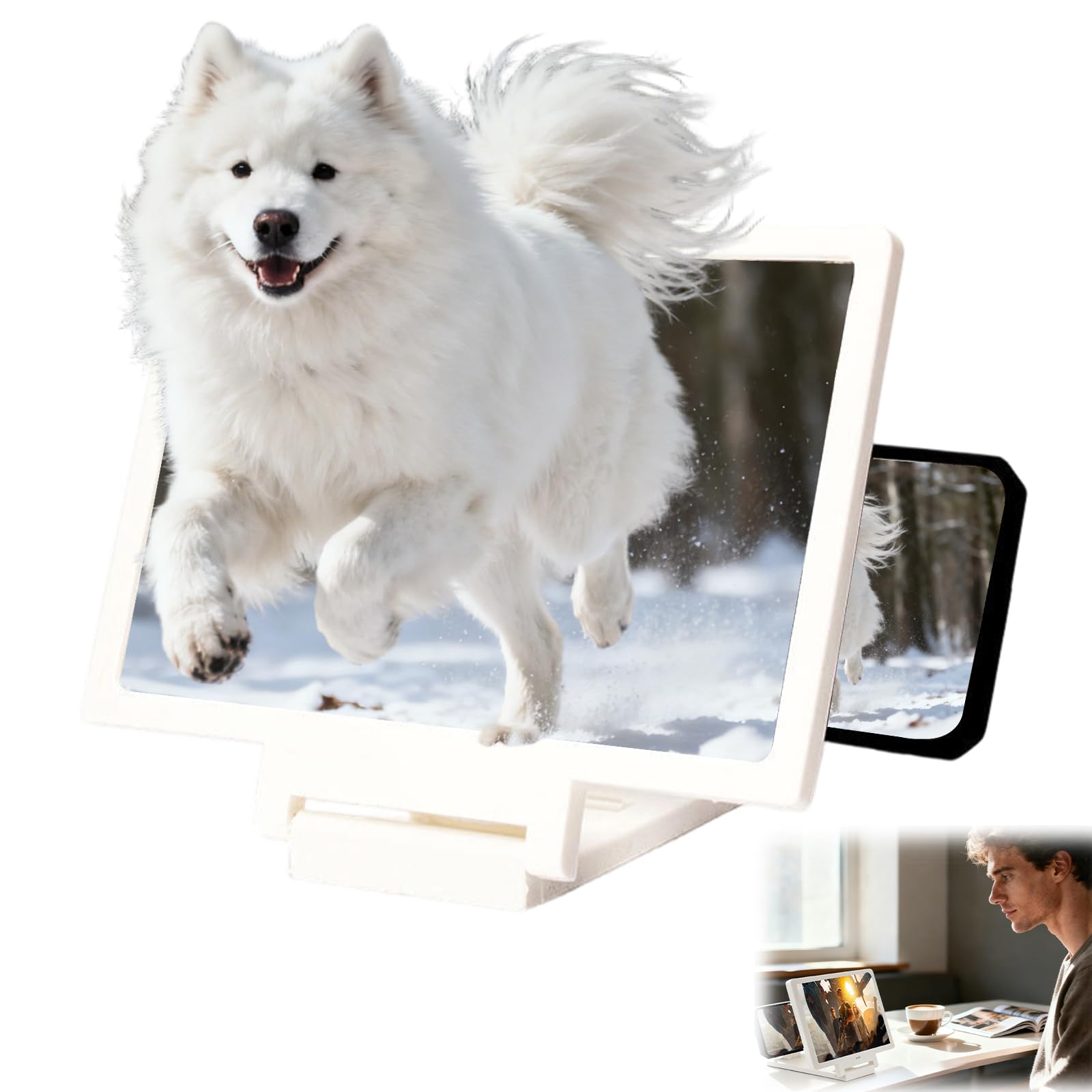 Photo 1 of *MINOR DAMAGE - USED*
3D HD Big Screen Phone Magnifier, New Cell Phone Screen Magnifier, Foldable Design Screen Version for Movies and Videos, Lightweight Phones Magnifying Screen, Compatible with All Phones (White)