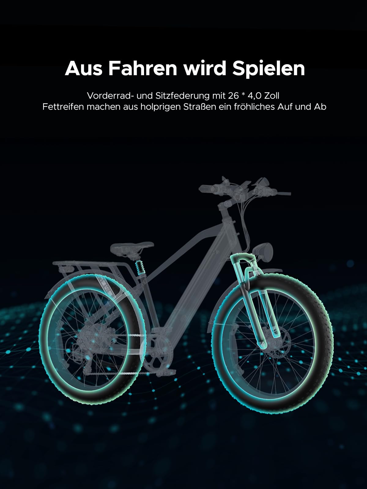 ENGWE E Bike Mountainbike Elektrofahrräder, Ebike 48V 16Ah Akku bis 150km, E-Bike mit 26x4 Zoll Fat Tire, Electric Bike 250W Motor Max. 25km/h, E26 7