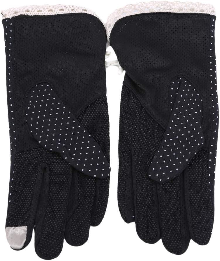YouCY Dots Sun Protection Gloves Summer Women Lace Sunscreen Driving Gloves for Ladies Girl Outdoor Mittens,Black